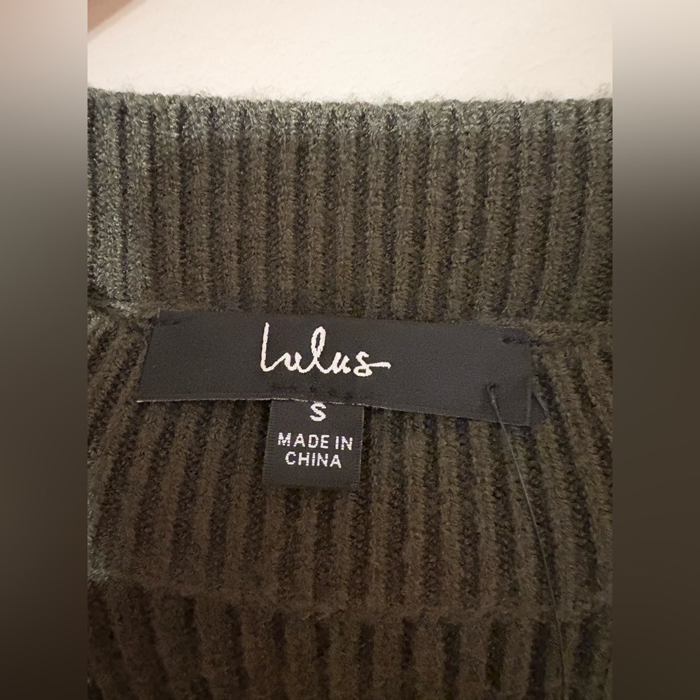 Lulus Women's S Olive Green Sweater Dress Long Sleeve Short NWTs - Picture 4 of 6